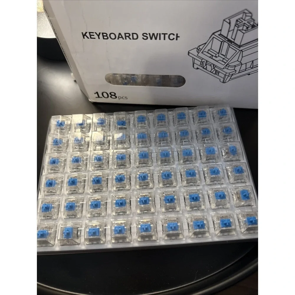 New Outemu Keyboard Switches 108 pcs Blue 3 Pin‎ Dustproof 50 GF Rating Quiet